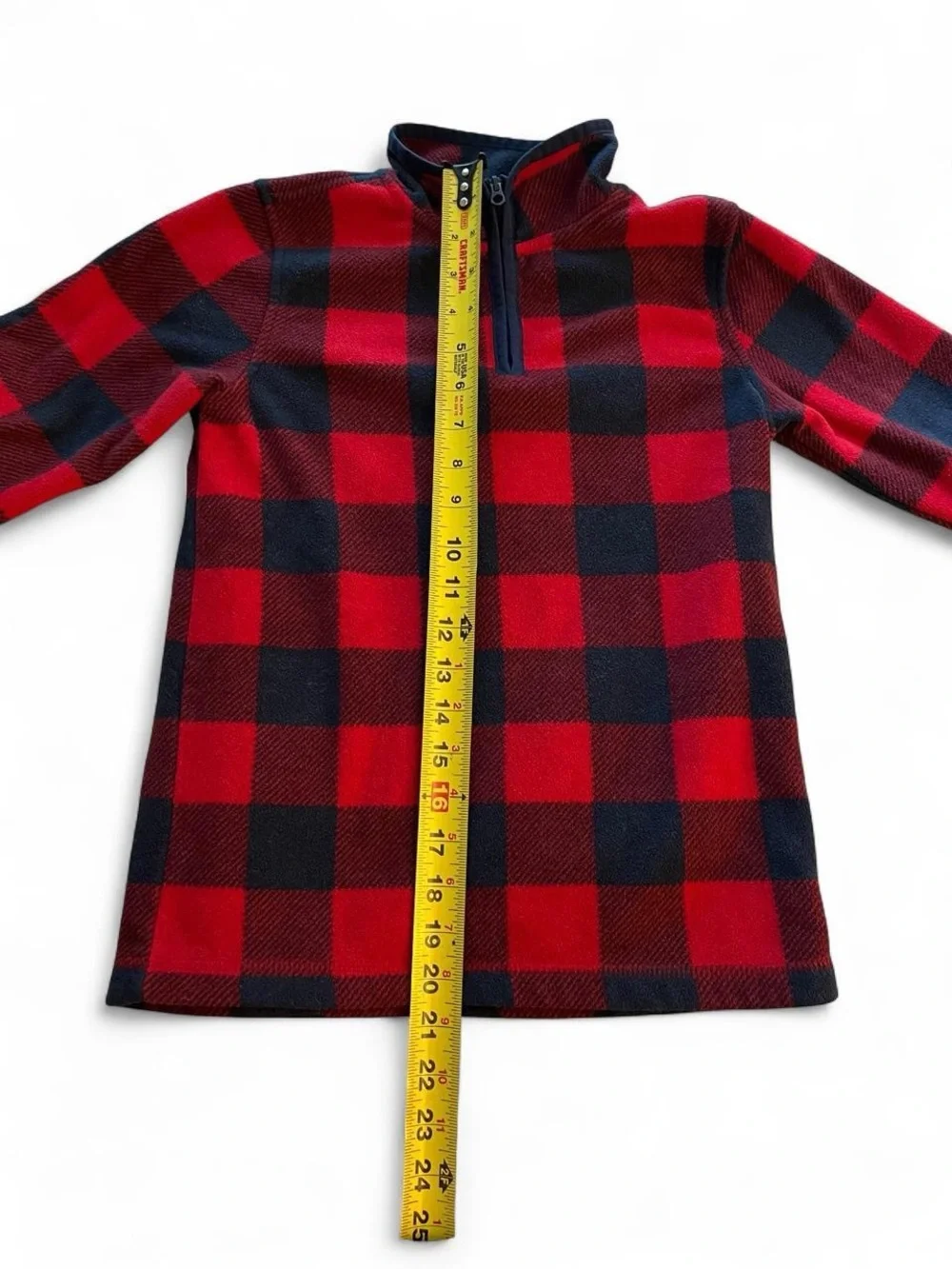 Lands' End Classic Outdoor Kids Small 8 Plaid Quarter Zip Winter Fall Fleece EUC